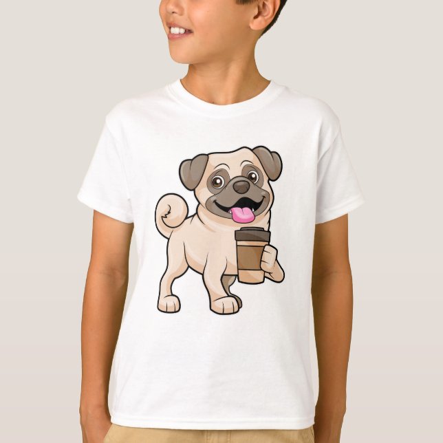Camiseta Pug con café para ir (Anverso)