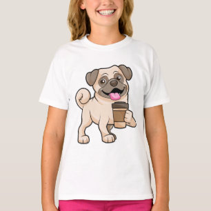 Camiseta Pug con café para ir