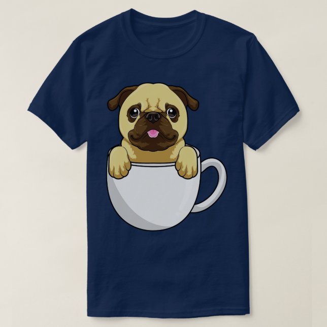 Camiseta Pug con copa de café 2 (Diseño del anverso)