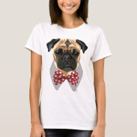 Pug con cordón de remolque rojo y blanco