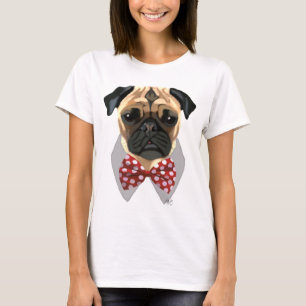 Camiseta Pug con cordón de remolque rojo y blanco