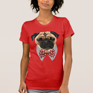 Camiseta Pug con el zapato rojo y blanco