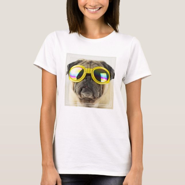 Camiseta Pug con gafas (Anverso)