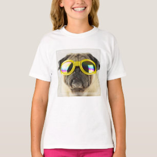 Camiseta Pug con gafas