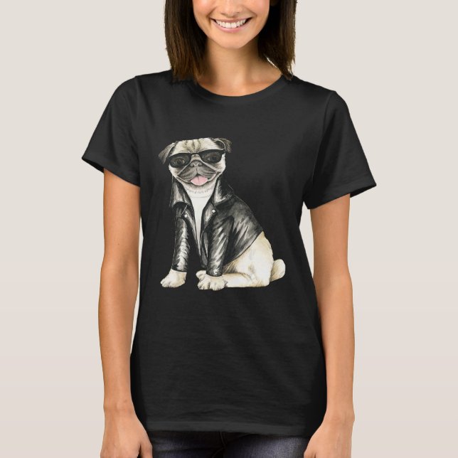 Camiseta Pug Con Gafas De Sol Shirt Pug Cita Divertidos Div (Anverso)