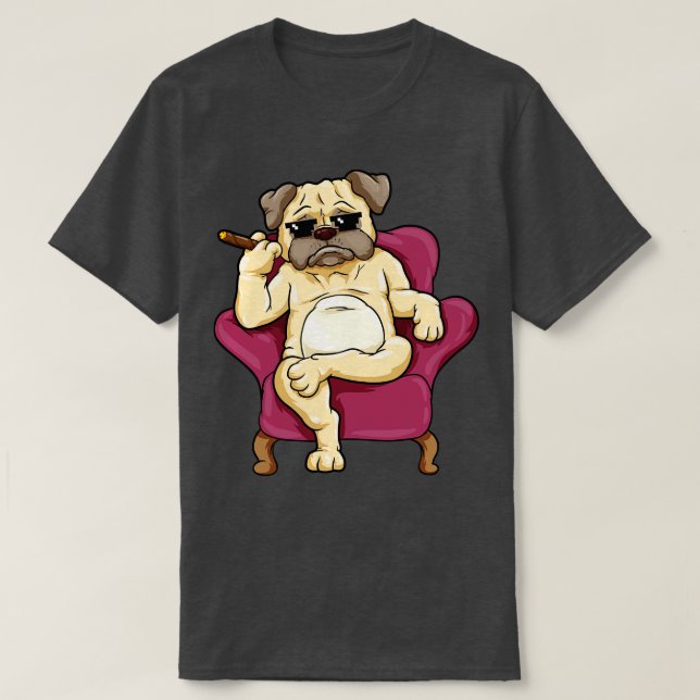 Camiseta Pug con gafas de sol y cigarro (Diseño del anverso)