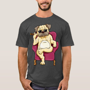 Camiseta Pug con gafas de sol y cigarro