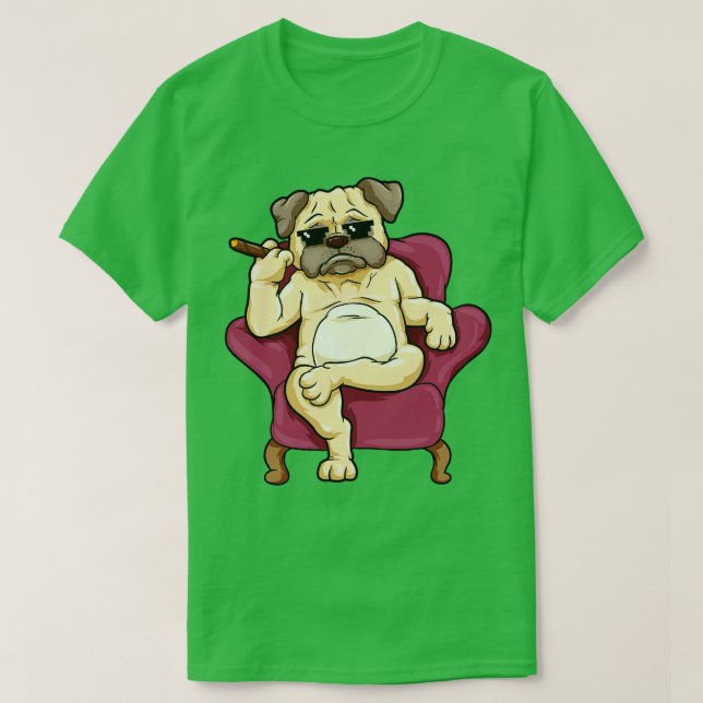 Camiseta Pug con gafas de sol y cigarro (Diseño del anverso)