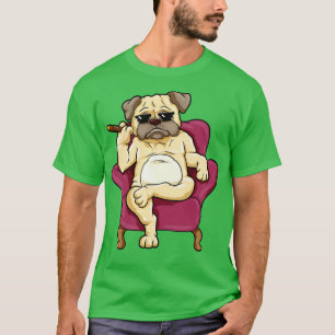 Camiseta Pug con gafas de sol y cigarro
