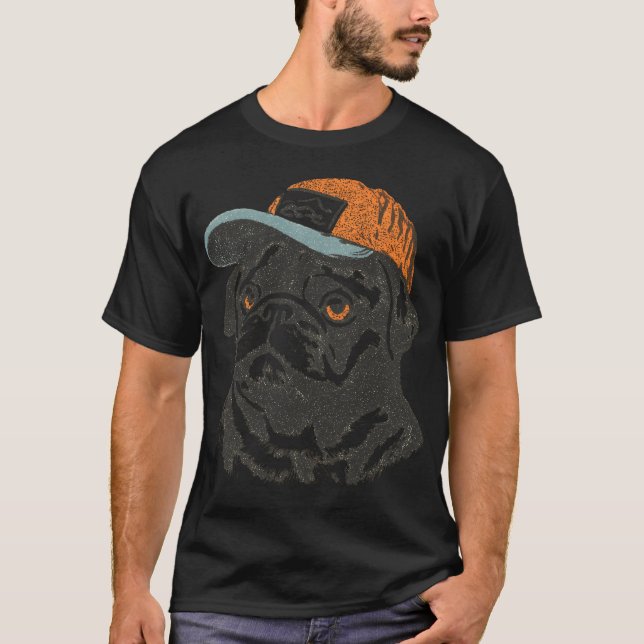 Camiseta Pug con gorra de camionero (Anverso)
