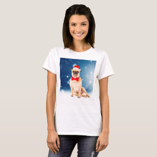 Camiseta Pug con Navidades Santa Hat