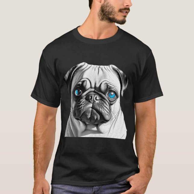 Camiseta Pug Con Ojos Azules (Anverso)