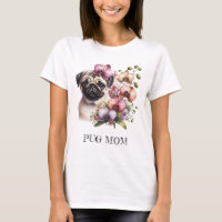 Pug con Rama Orquídea, acuarela