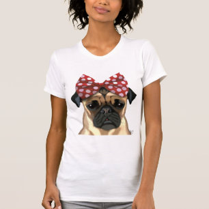Camiseta Pug con rojo paro en la cabeza