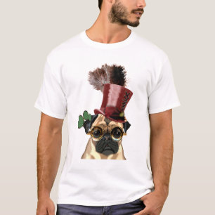 Camiseta Pug con sombrero superior al estilo Steampunk
