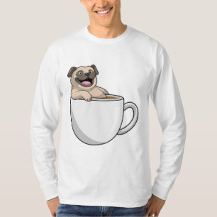 Camiseta Pug con taza de café