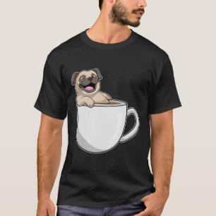 Camiseta Pug con taza de café