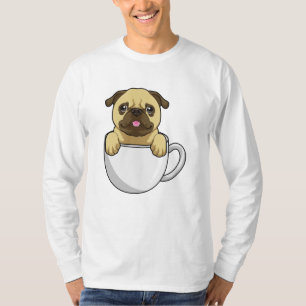 Camiseta Pug con taza de café