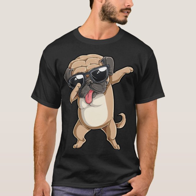 Camiseta Pug Dabbing Chicos Chicas Baile Perro Cac (Anverso)