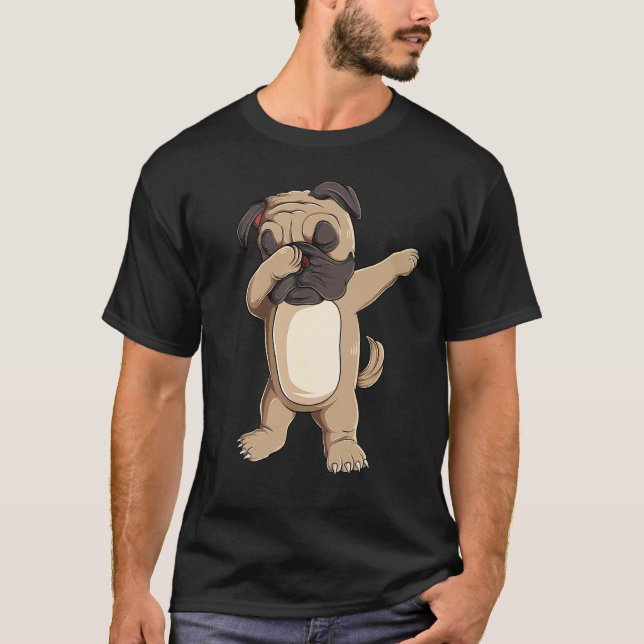 Camiseta Pug Dabbing     Chicos Chicas Perro Lindo Baile Da (Anverso)