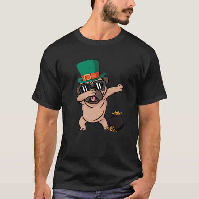 Camiseta Pug Dabbing Dog St Patricks Day Funny Pug Dog - Do (Anverso)