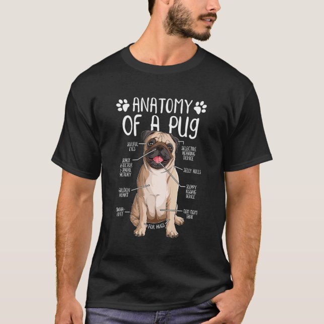 Camiseta Pug de Anatomía Divertida Amante de Pug (Anverso)