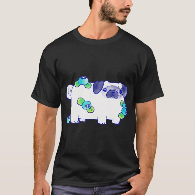 Camiseta Pug de Arándano Acuarela (Anverso)