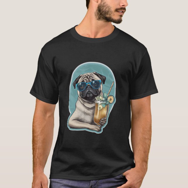 Camiseta Pug de cóctel (Anverso)