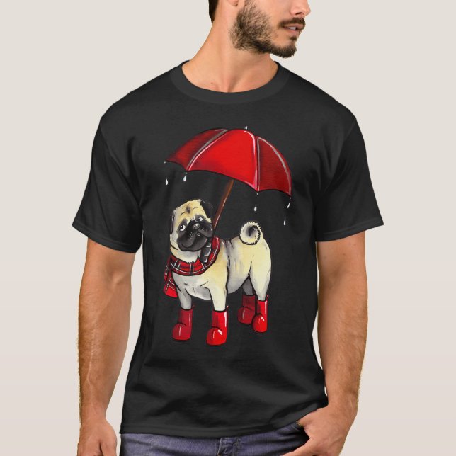 Camiseta Pug de día lluvioso (Anverso)
