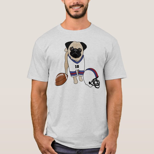 Camiseta Pug de fútbol de personalizable (Anverso)