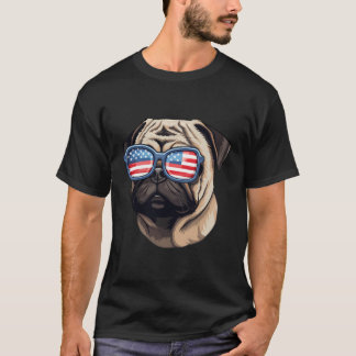 Camiseta Pug de gafas estadounidenses