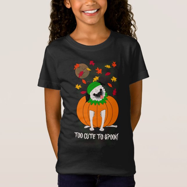 Camiseta Pug de Halloween: Demasiado adorable para hablar d (Anverso)