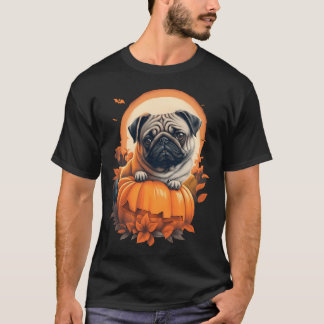 Camiseta Pug de Halloween en calabaza