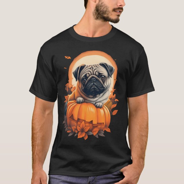 Camiseta Pug de Halloween en calabaza (Anverso)