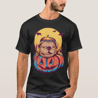 Camiseta pug de Halloween en una calabaza