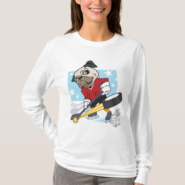 Camiseta Pug de hockey sobre personalizable (Anverso)