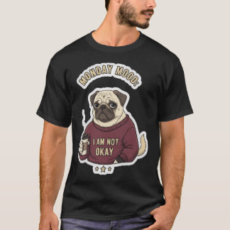 Camiseta Pug de Mal Humor del Lunes No Está Bien - Café Div