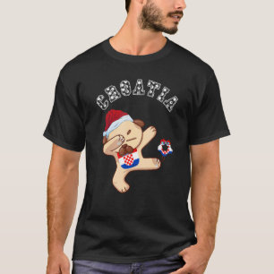 Camiseta Pug de Navidad haciendo dab Bandera croata Fútbol