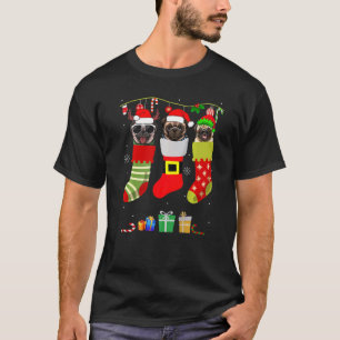 Camiseta Pug de Navidad Pijama Calcetines Perro Luz Santa E