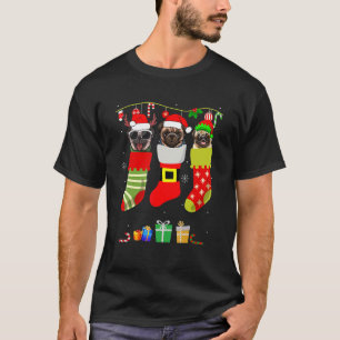 Camiseta Pug de Navidad Pijama Calcetines Perro Luz Santa E