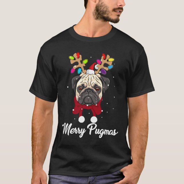 Camiseta Pug de navidades - Tirador de Navidad Árbol de per (Anverso)