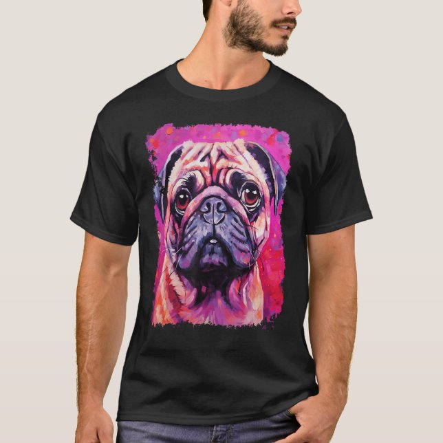 Camiseta Pug de perro rosa (Anverso)