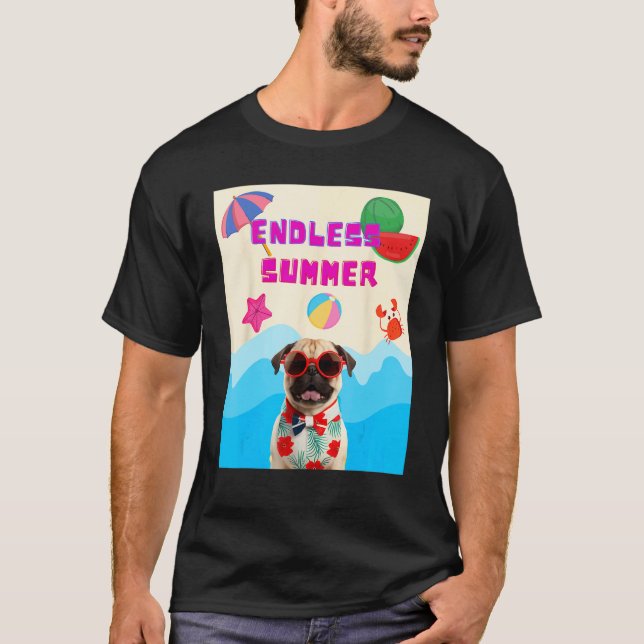 Camiseta Pug de playa (Anverso)
