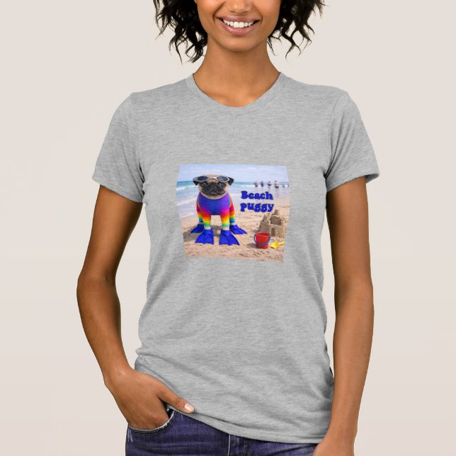 Camiseta Pug de Playa (Anverso)