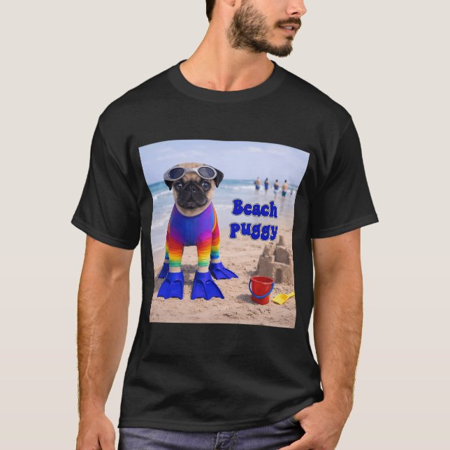 Camiseta ¡Pug de playa! (Anverso)