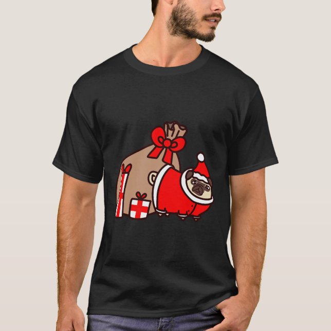 Camiseta Pug de Santa Claus de Navidad 812 (Anverso)