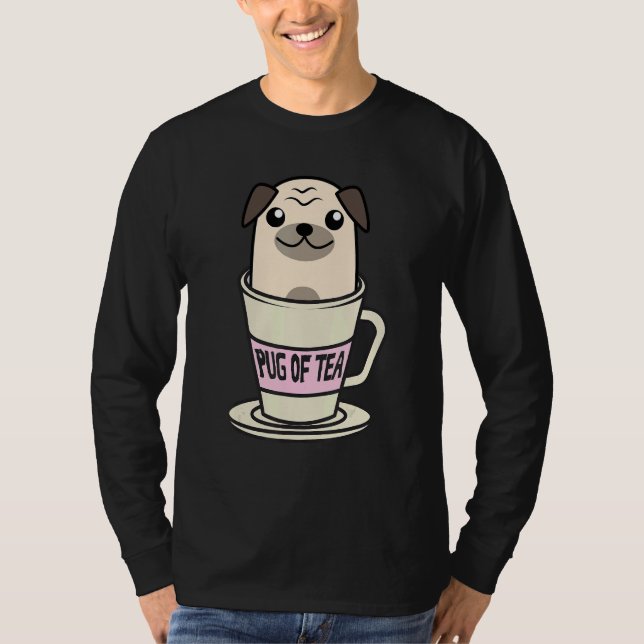 Camiseta Pug De Té Bebedores De Bebida Herbal Fresca Animal (Anverso)
