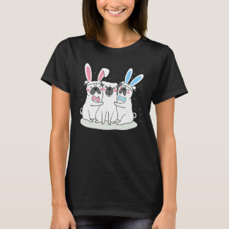 Camiseta Pug del día de Pascua con orejas de conejo Pugdog