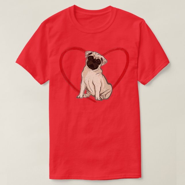 Camiseta Pug Día de San Valentín de cerdo animal Pug (Diseño del anverso)