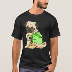Camiseta Pug Divertido Amo a Mamá Perro Tatuado Día de la M